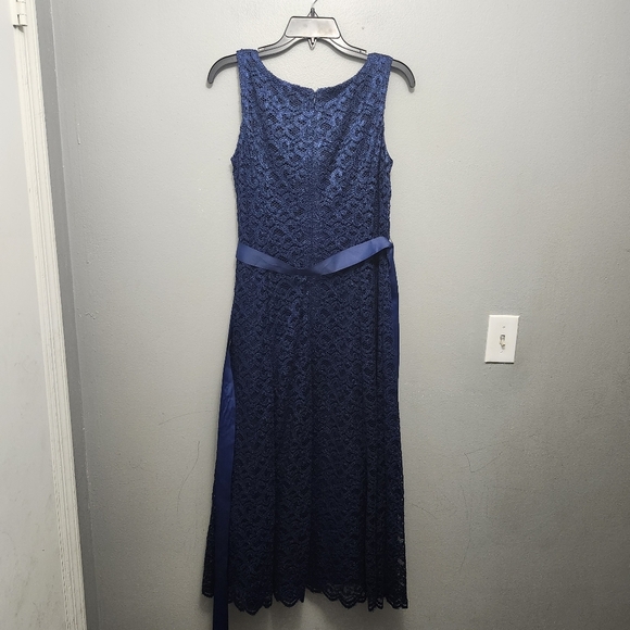 R&M Richard women's formal midi dress size 10 tall lace blue fully lined - Picture 6 of 8